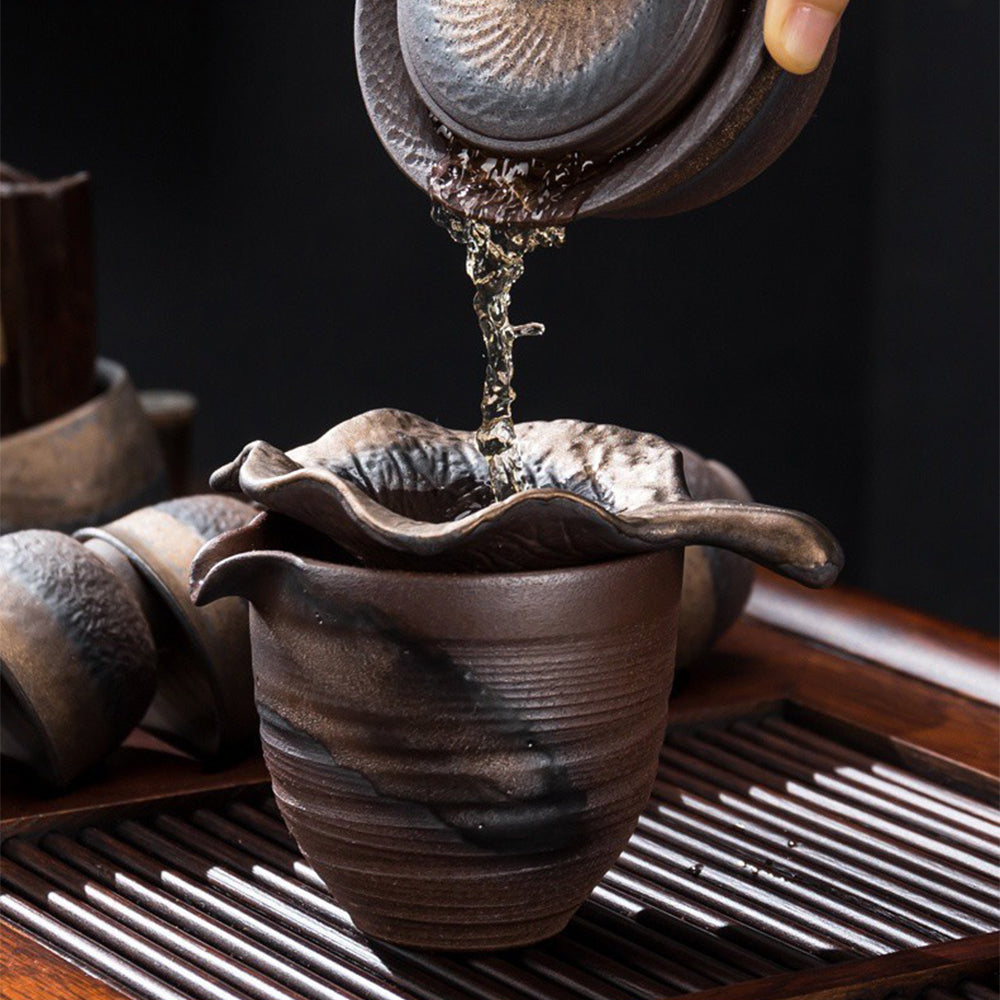 Tea set with bamboo tray and accessories, perfect for gifting or personal use