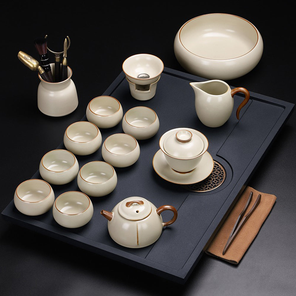 Close-up of yellow Ruyao teapot showcasing smooth glaze and elegant design