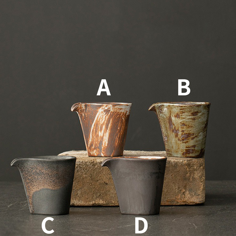 Elegant Japanese tea brewing cup with retro glaze and grainy finish in a cozy setting