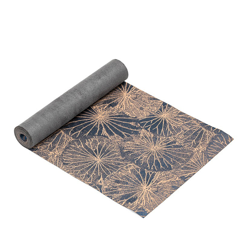 Folded waterproof brocade mat in vibrant light, highlighting jacquard details