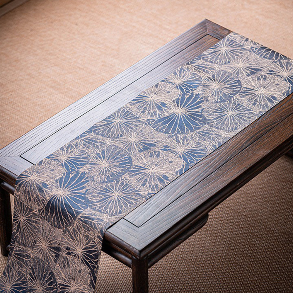 Folded waterproof brocade mat in vibrant light, highlighting jacquard details