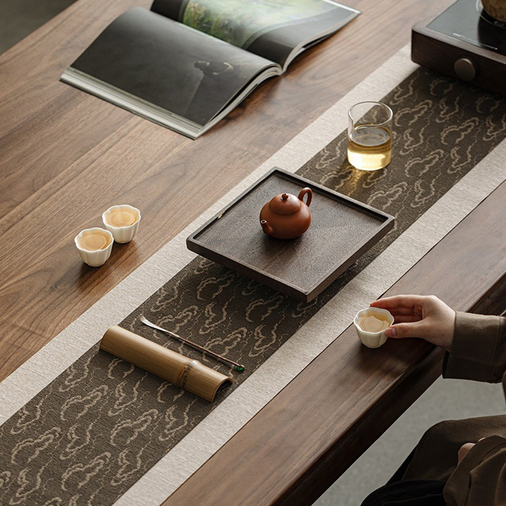 Close-up of the Auspicious Cloud Japanese Tea Table Mat showcasing its intricate design and vibrant colors.