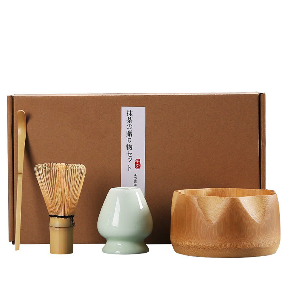 Handmade matcha whisk and bowl displayed elegantly on a wooden table, showcasing their natural beauty.