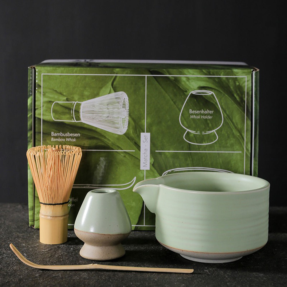 Beautifully packaged matcha tea set for gifts, includes all necessary accessories for a tea ceremony.