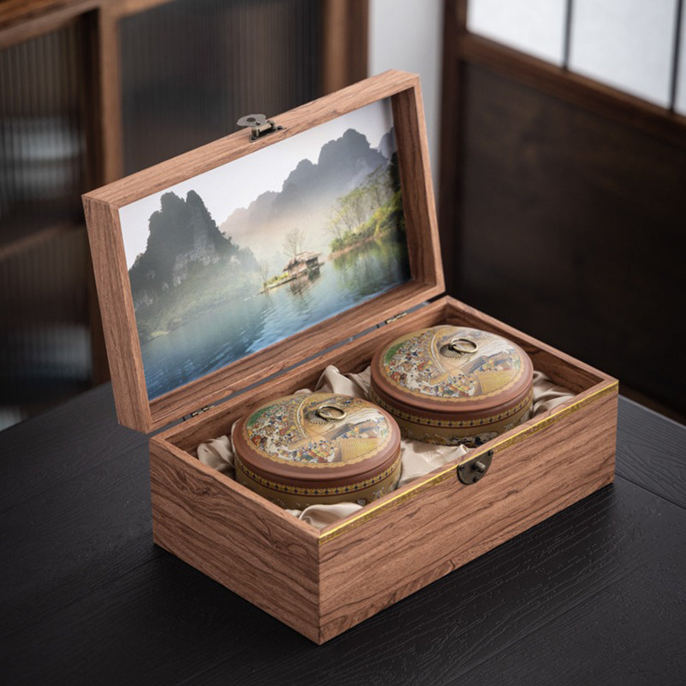 Close-up of the smooth mouth and copper buckle of the purple clay tea caddy, ideal for tea storage.