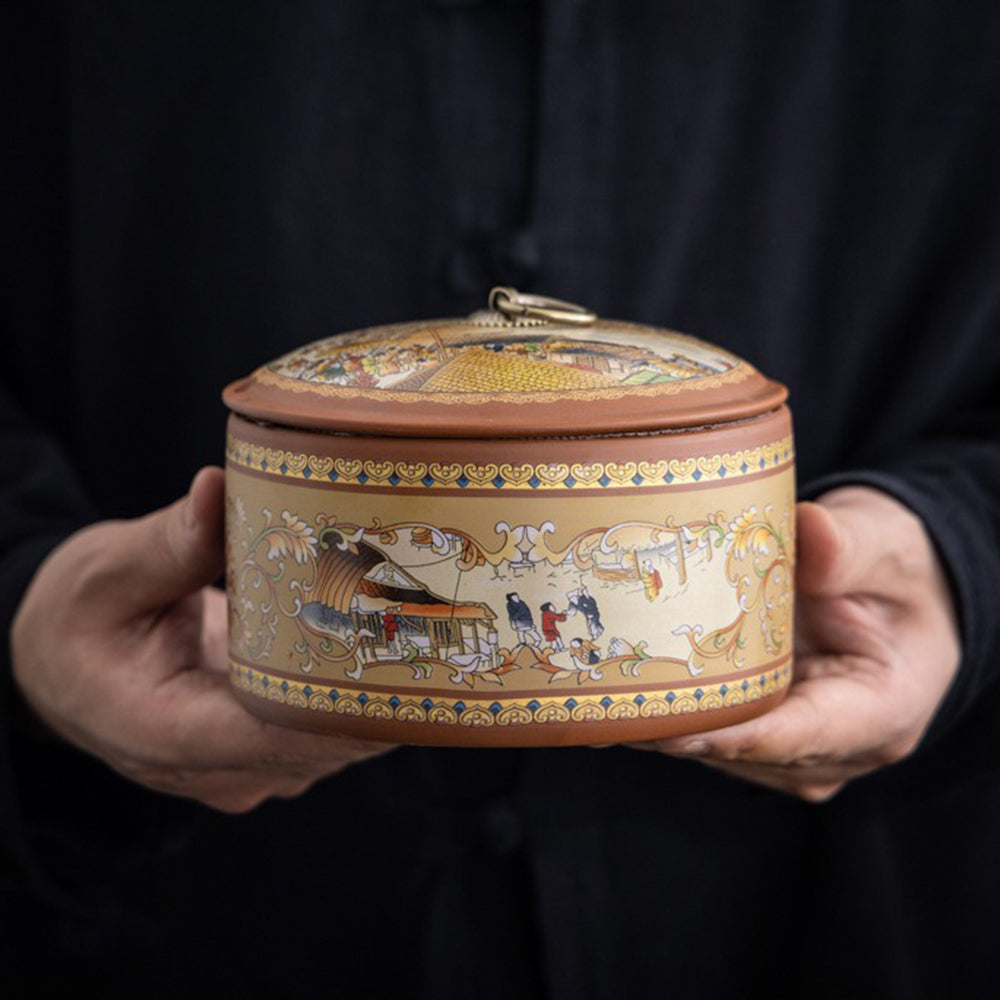 Beautifully packaged tea caddy gift set in a vintage wooden box with satin lining.