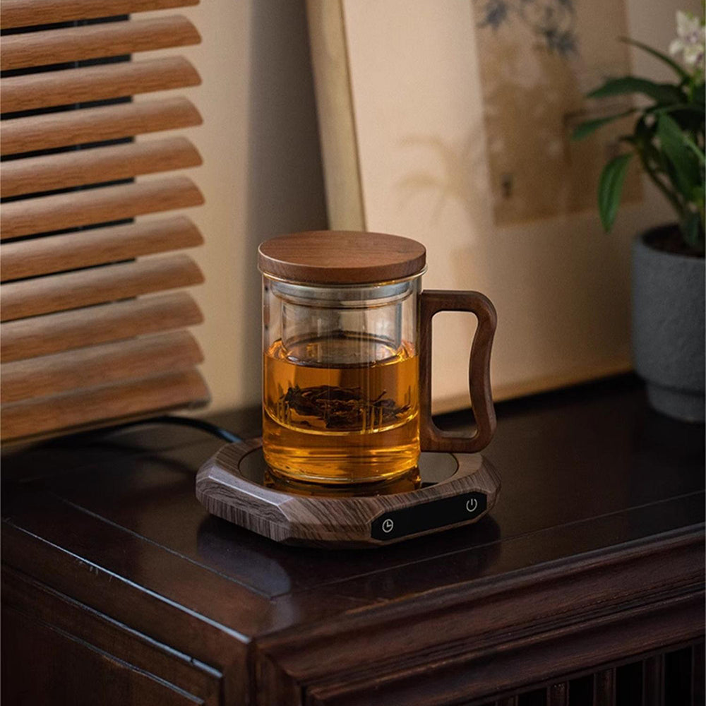 Close-up of electric tea heaters non-slip base and heat dissipation vents