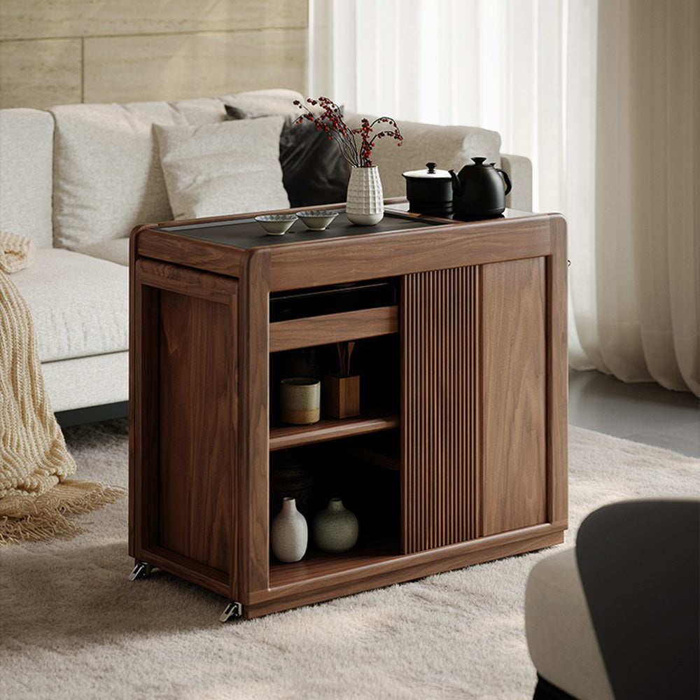 Close-up of walnut surface with natural grain detail
