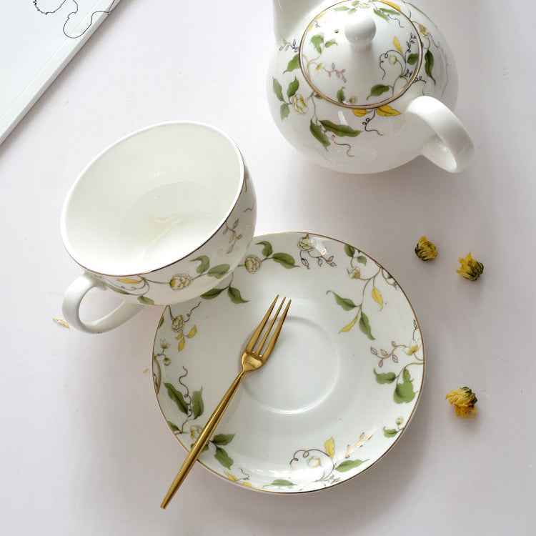 A serene setting with the floral bone china tea set for one, ideal for enjoying tea while relaxing by the window.
