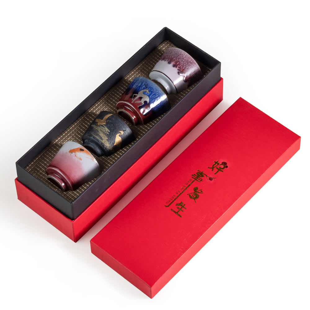 Elegant view of the Cultural Essence ceramic tea set showcasing unique colors and cultural symbols.