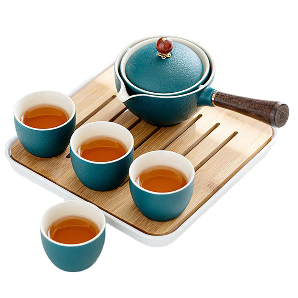 Travel tea set with automatic tea maker and compact design, perfect for camping and travel