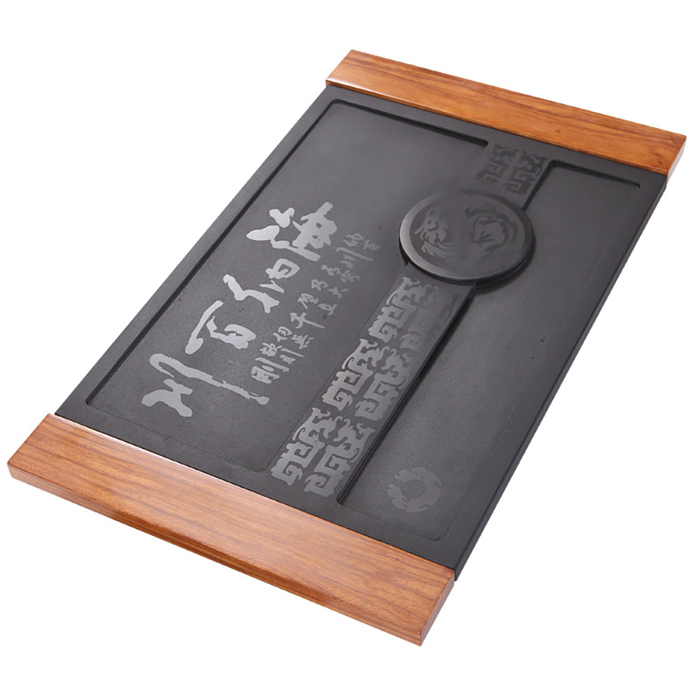 Traditional Chinese tea tray with water drawer and grooves for tea ceremonies