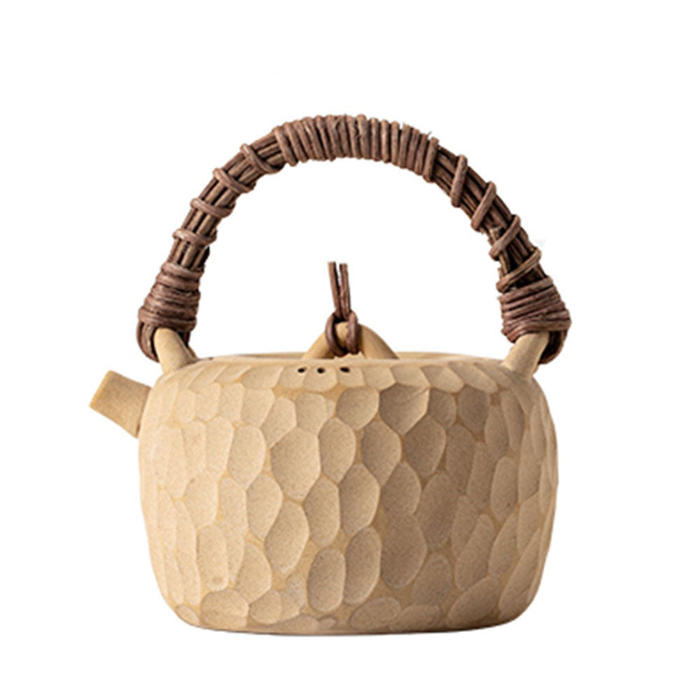 Japanese yellow clay heatable teapot with traditional design