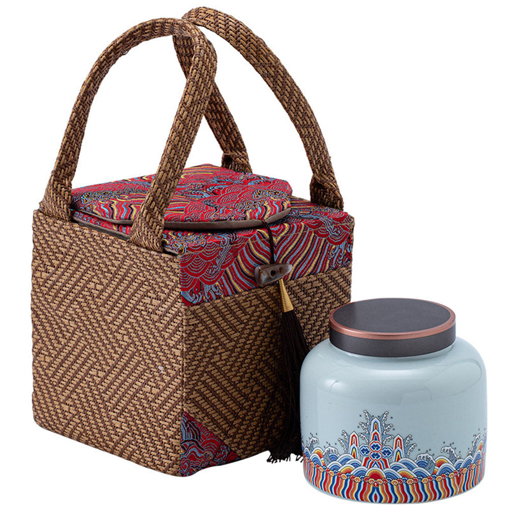 Porcelain tea caddy with airtight seal, ideal for loose leaf tea storage