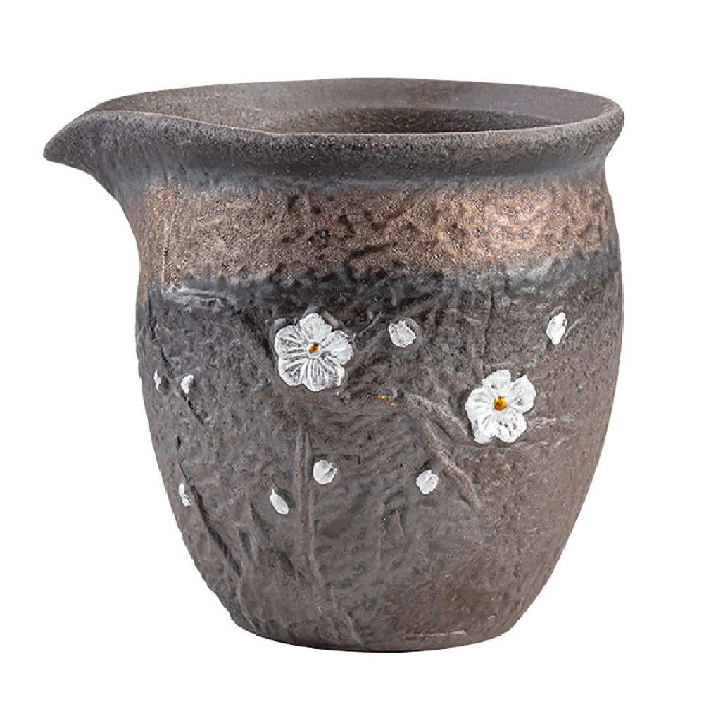 Plum Blossom Rock Clay Extra-Large Tea Cup showcasing plum blossom design