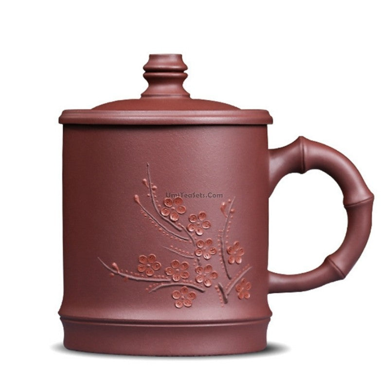 Yixing purple clay tea cup with bamboo design, perfect for tea enthusiasts