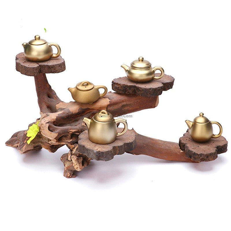 Overhead view of Xi Shi mini Yixing teapot with round knob and short spout