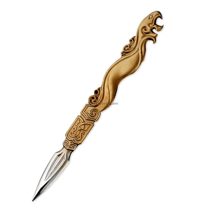 Handmade wild animal tea knife prying open puer tea cake with detailed stainless steel blade