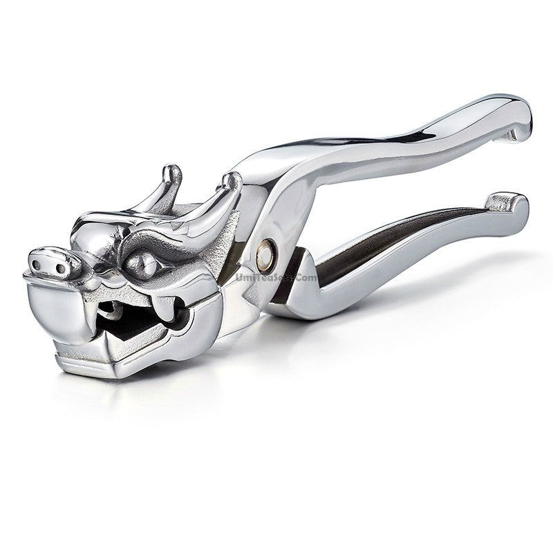 Stainless steel tea tong and puer tea cake prying tool in use